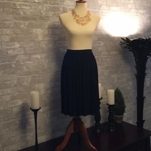 Navy Blue Pleated Skirt